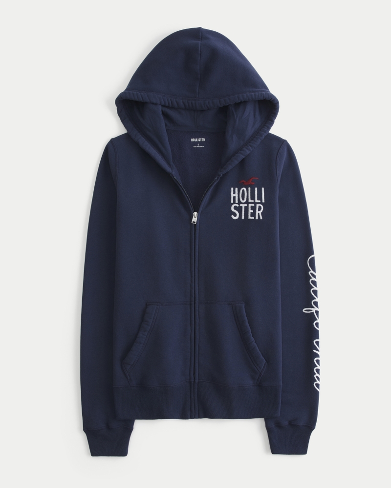 kapuzenpullover mit logomuster und reißverschluss