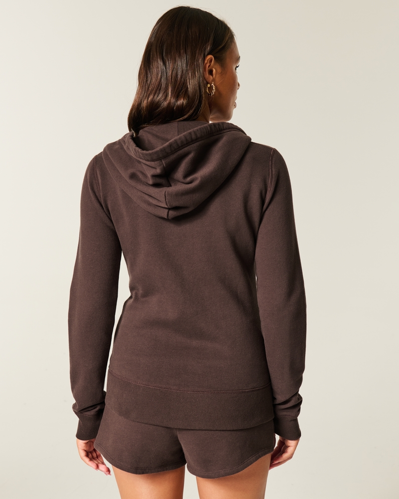 kapuzenpullover mit logomuster und reißverschluss