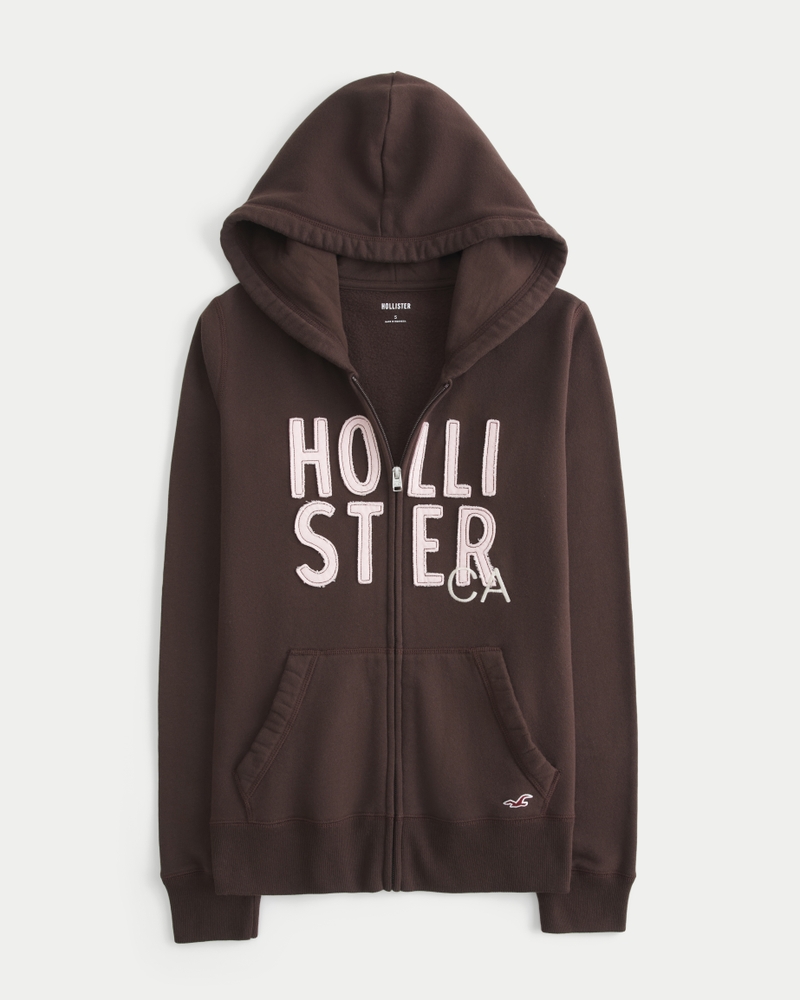kapuzenpullover mit logomuster und reißverschluss