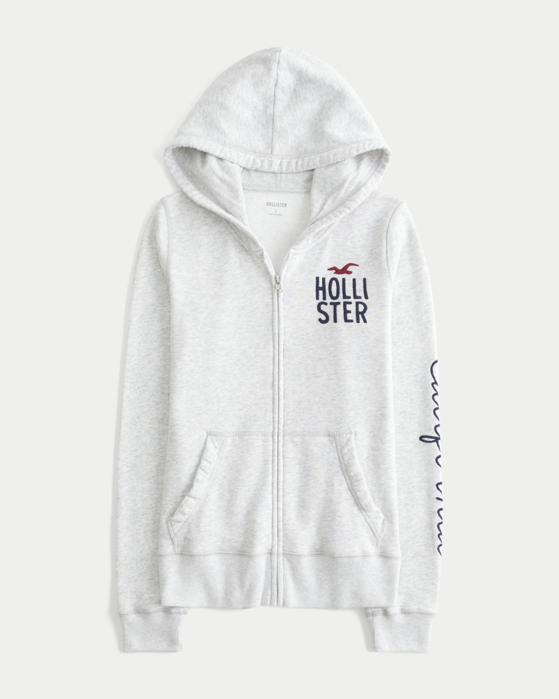 kapuzenpullover mit logomuster und reißverschluss