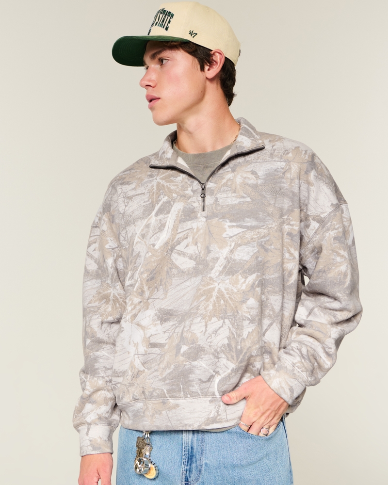 quadratisches logo-sweatshirt mit viertelreißverschluss