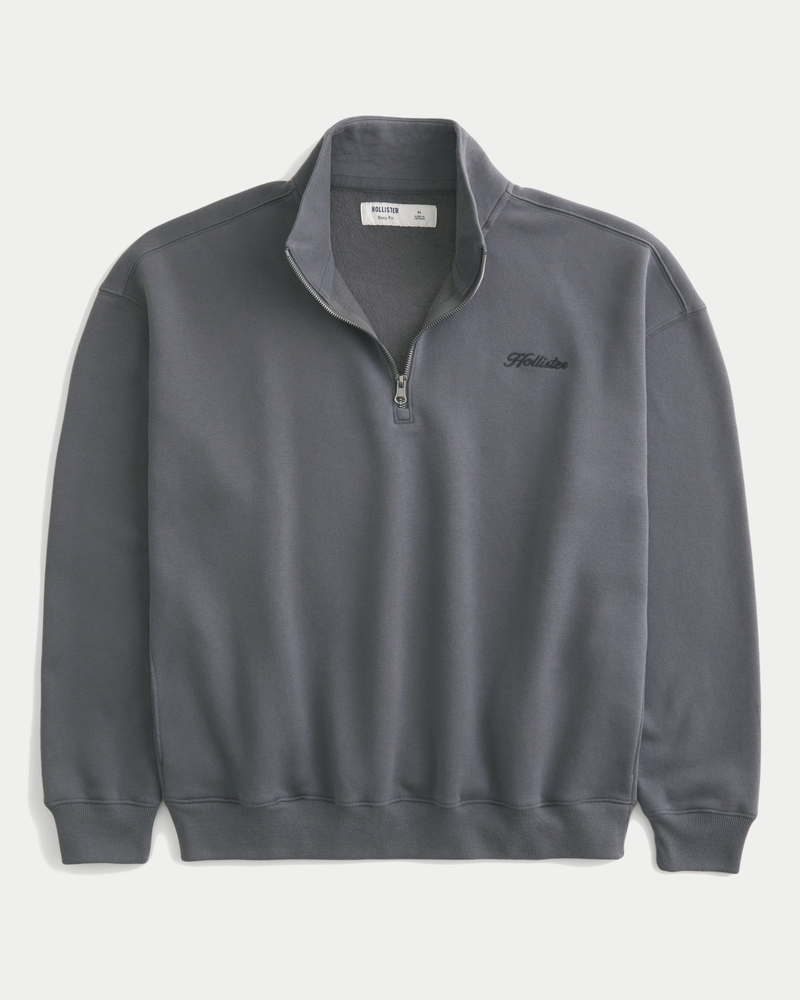 quadratisches logo-sweatshirt mit viertelreißverschluss
