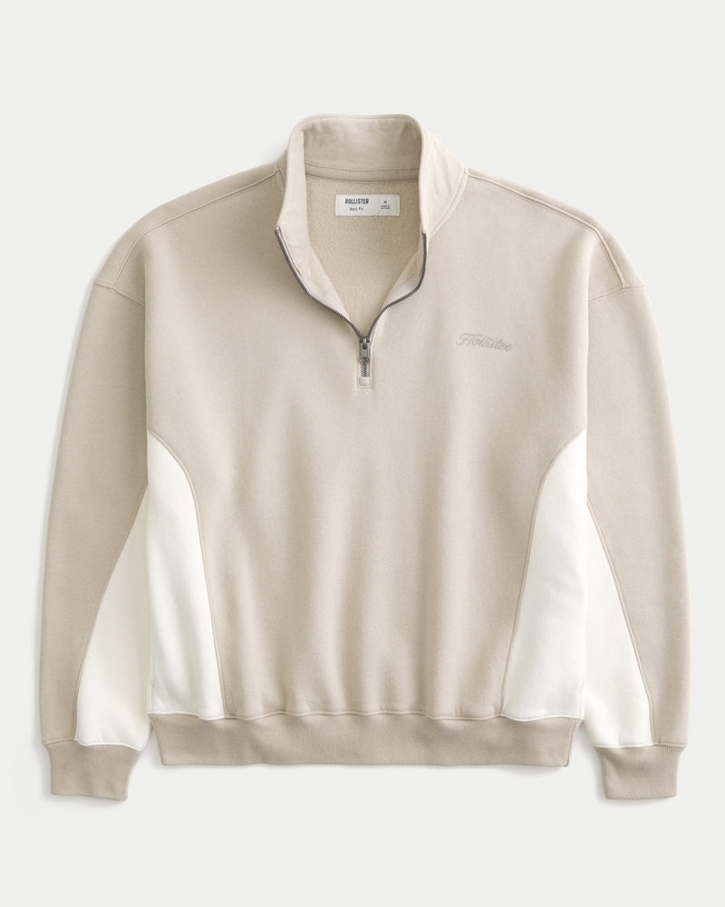 quadratisches logo-sweatshirt mit viertelreißverschluss