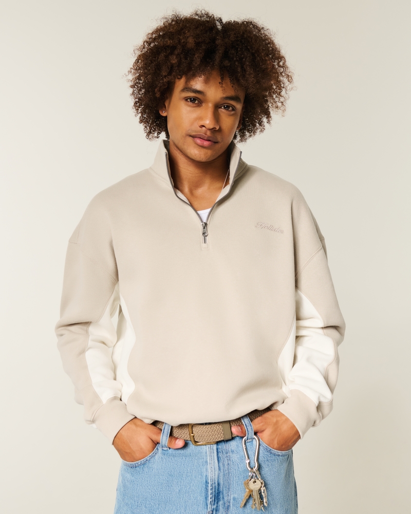 quadratisches logo-sweatshirt mit viertelreißverschluss