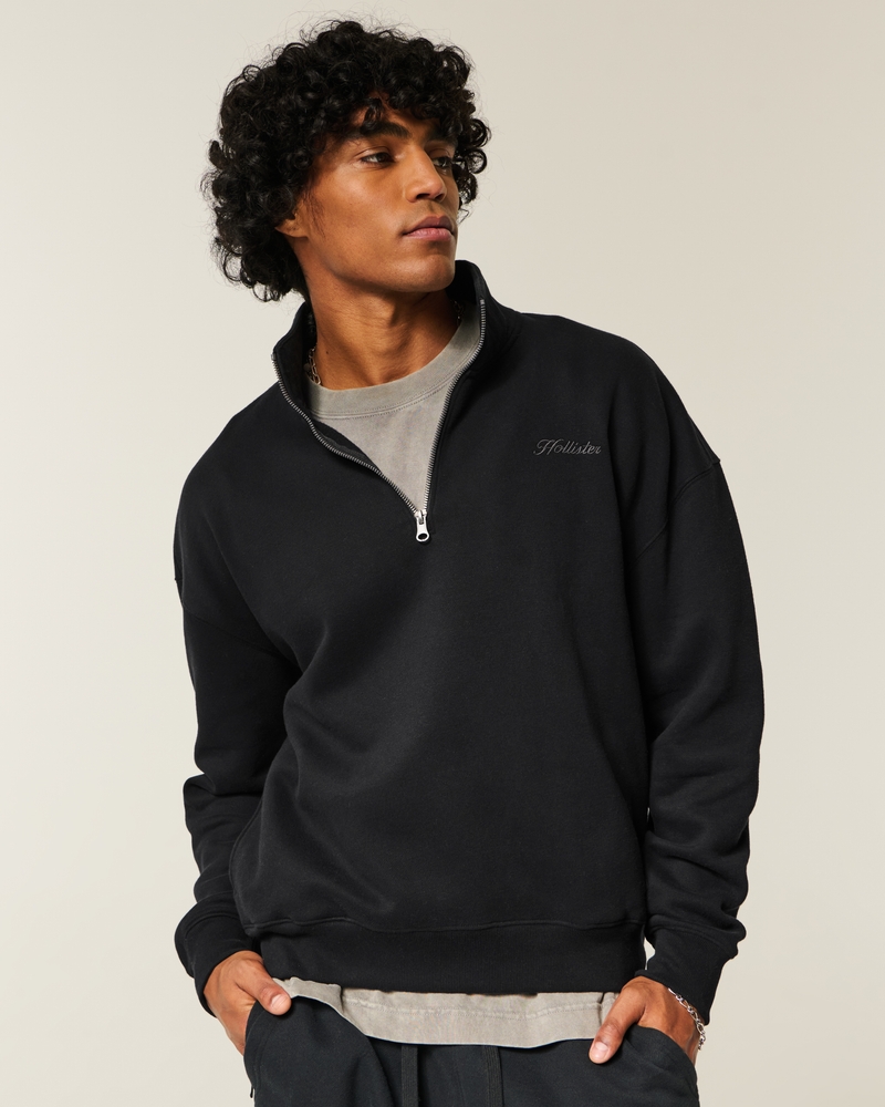 quadratisches logo-sweatshirt mit viertelreißverschluss