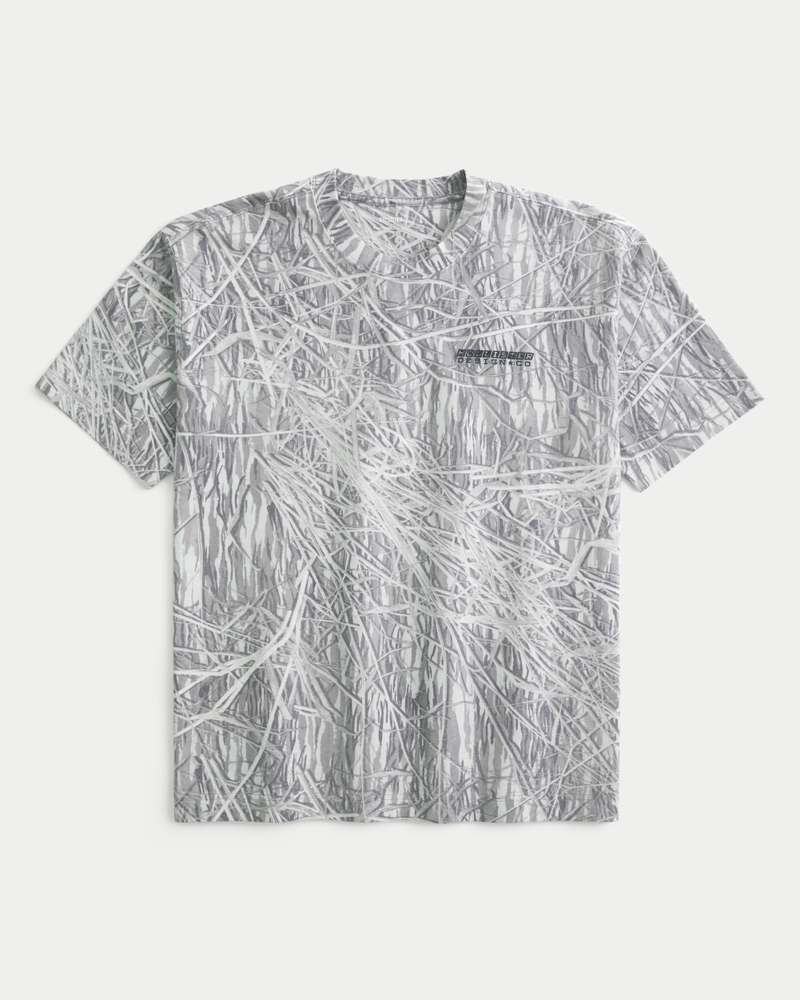 dickes quadratisch geschnittenes t-shirt mit rundhalsausschnitt und logo