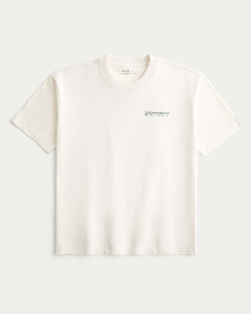 dickes quadratisch geschnittenes t-shirt mit rundhalsausschnitt und logo
