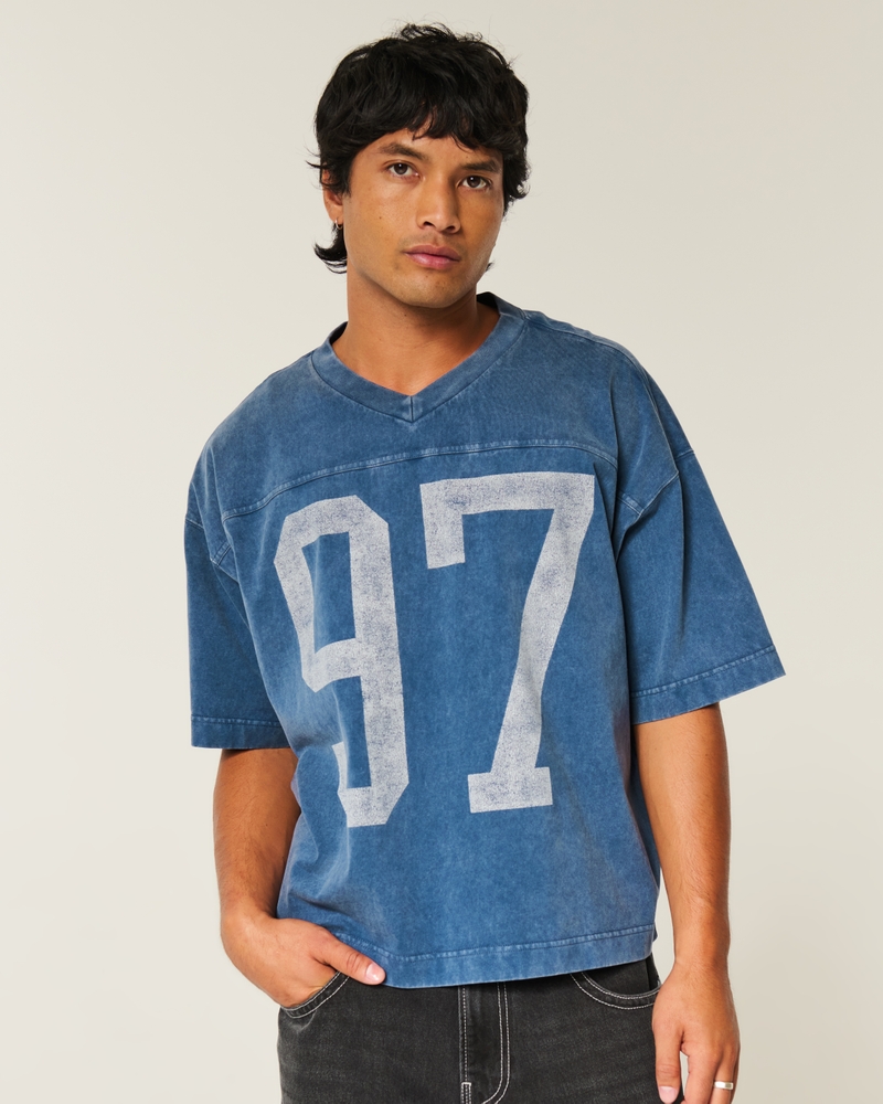 hochwertiges locker sitzendes kurzärmeliges fußballtrikot im preppy-stil mit muster