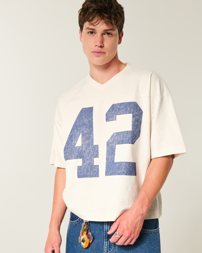 hochwertiges locker sitzendes kurzärmeliges fußballtrikot im preppy-stil mit muster
