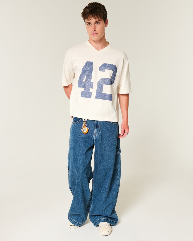 hochwertiges locker sitzendes kurzärmeliges fußballtrikot im preppy-stil mit muster