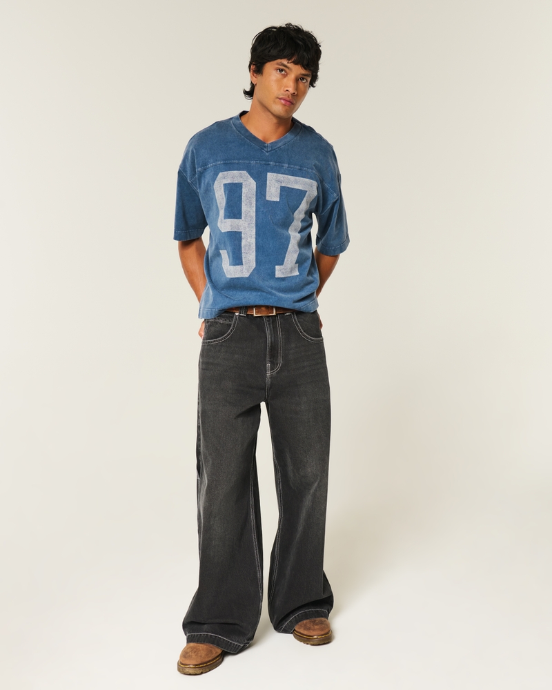 hochwertiges locker sitzendes kurzärmeliges fußballtrikot im preppy-stil mit muster