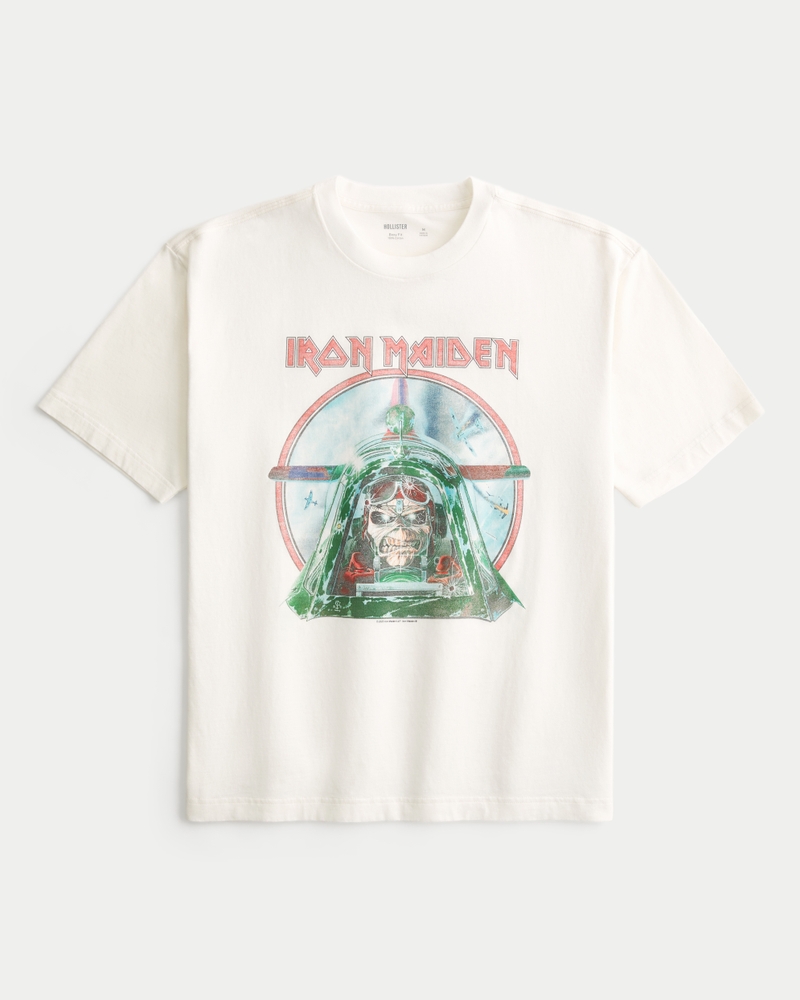 iron maiden grafik-t-shirt mit quadratischer passform