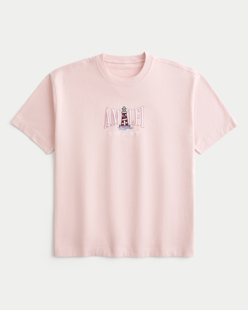 quadratisches und dickes t-shirt mit amalfi-küsten-grafik