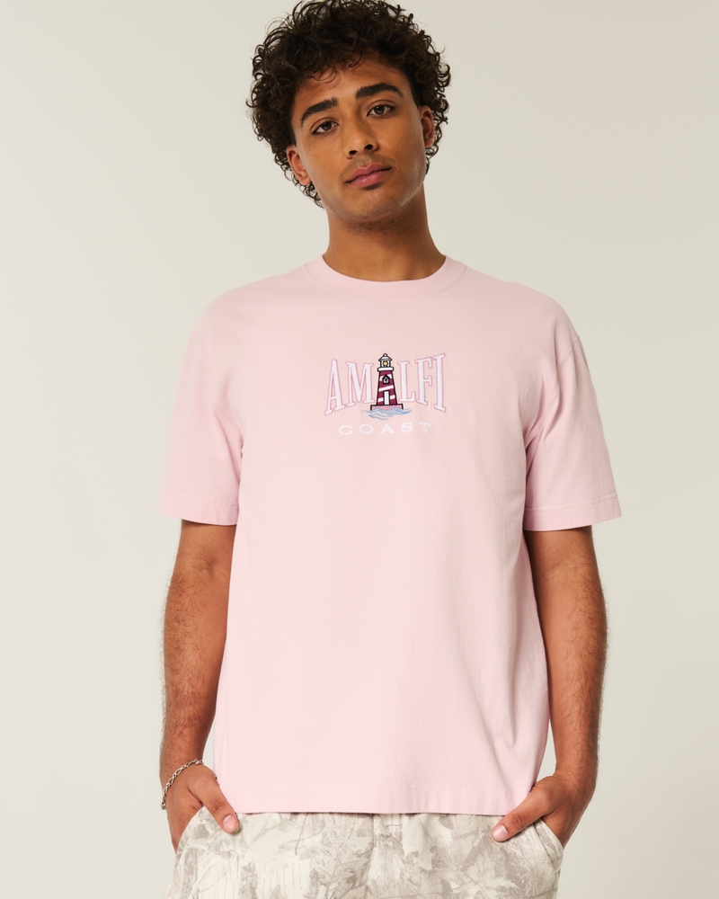 quadratisches und dickes t-shirt mit amalfi-küsten-grafik