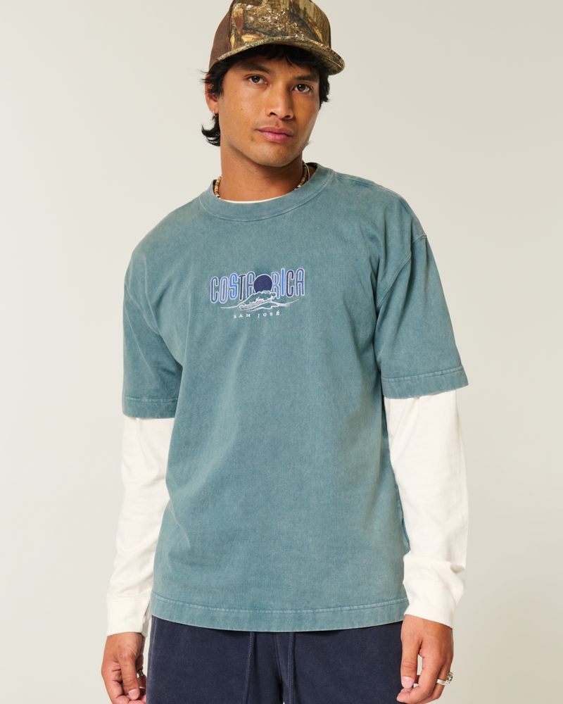 quadratisches und dickes t-shirt mit amalfi-küsten-grafik