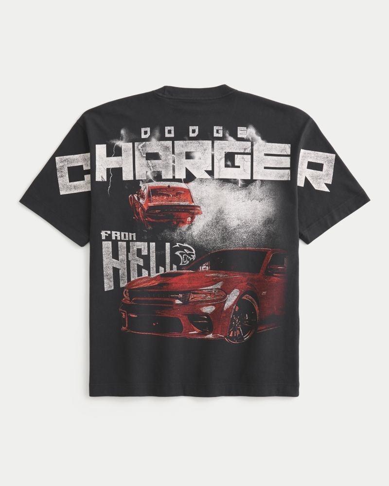 quadratisch geschnittenes schweres t-shirt im dodge challenger srt-tarnmuster