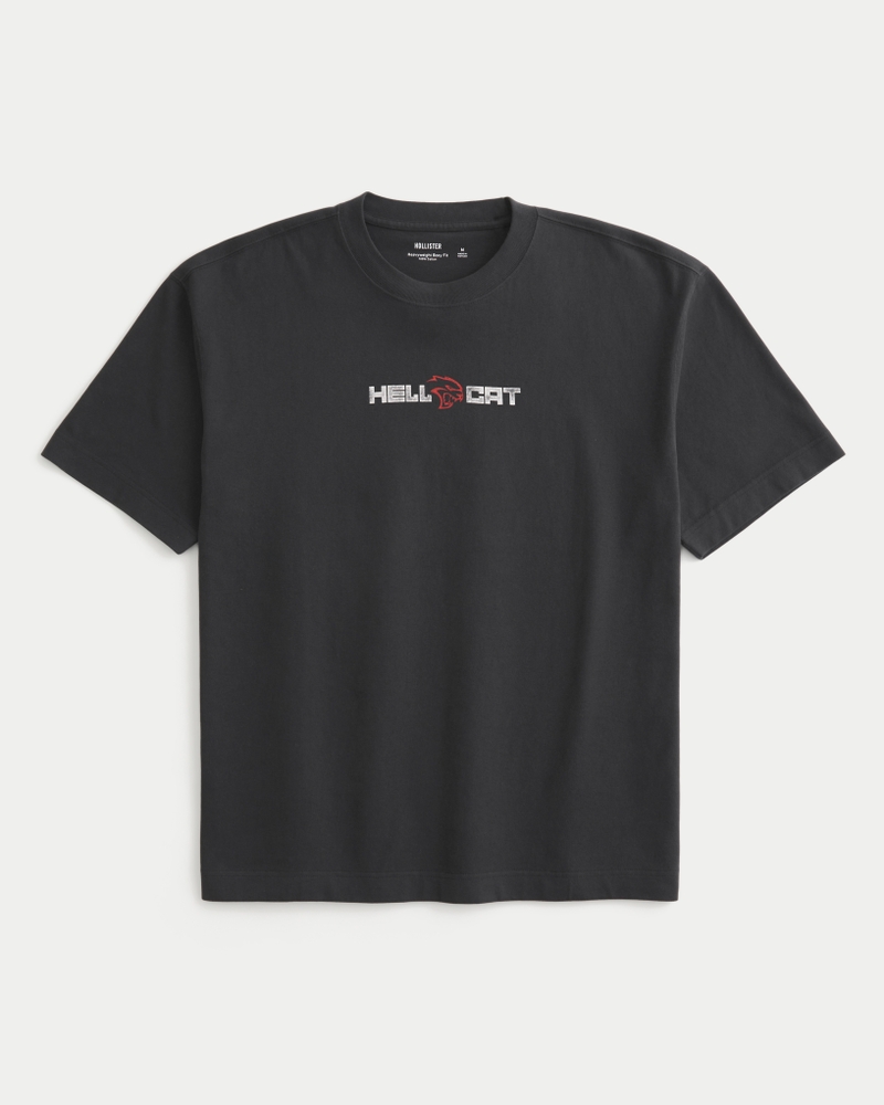 quadratisch geschnittenes schweres t-shirt im dodge challenger srt-tarnmuster