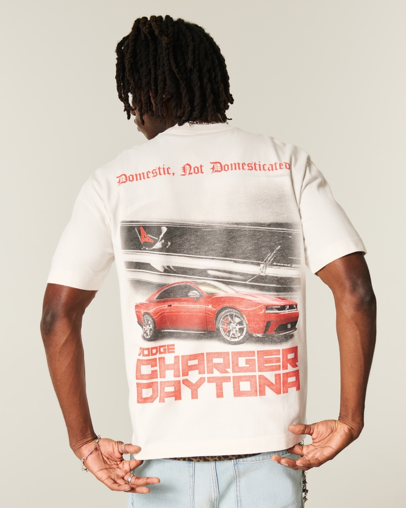 quadratisch geschnittenes schweres t-shirt im dodge challenger srt-tarnmuster