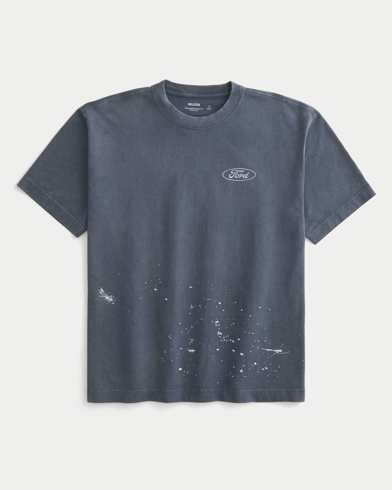 quadratisch geschnittenes schweres t-shirt im dodge challenger srt-tarnmuster