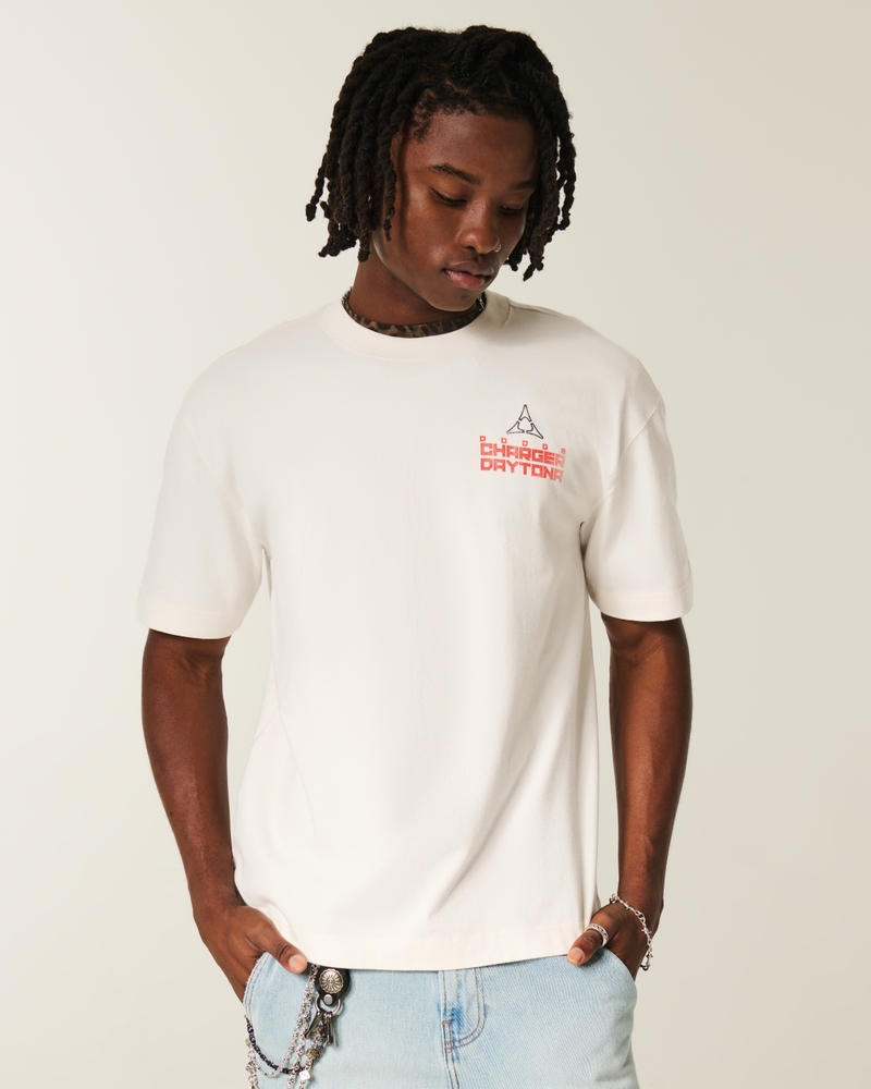 dodge charger daytona grafik-t-shirt mit quadratischer passform schweres material