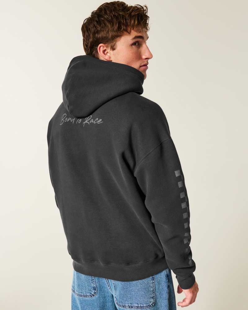 quadratischer kapuzenpullover mit reißverschluss und dem red bull racing logo in oracle bone script-schriftzug