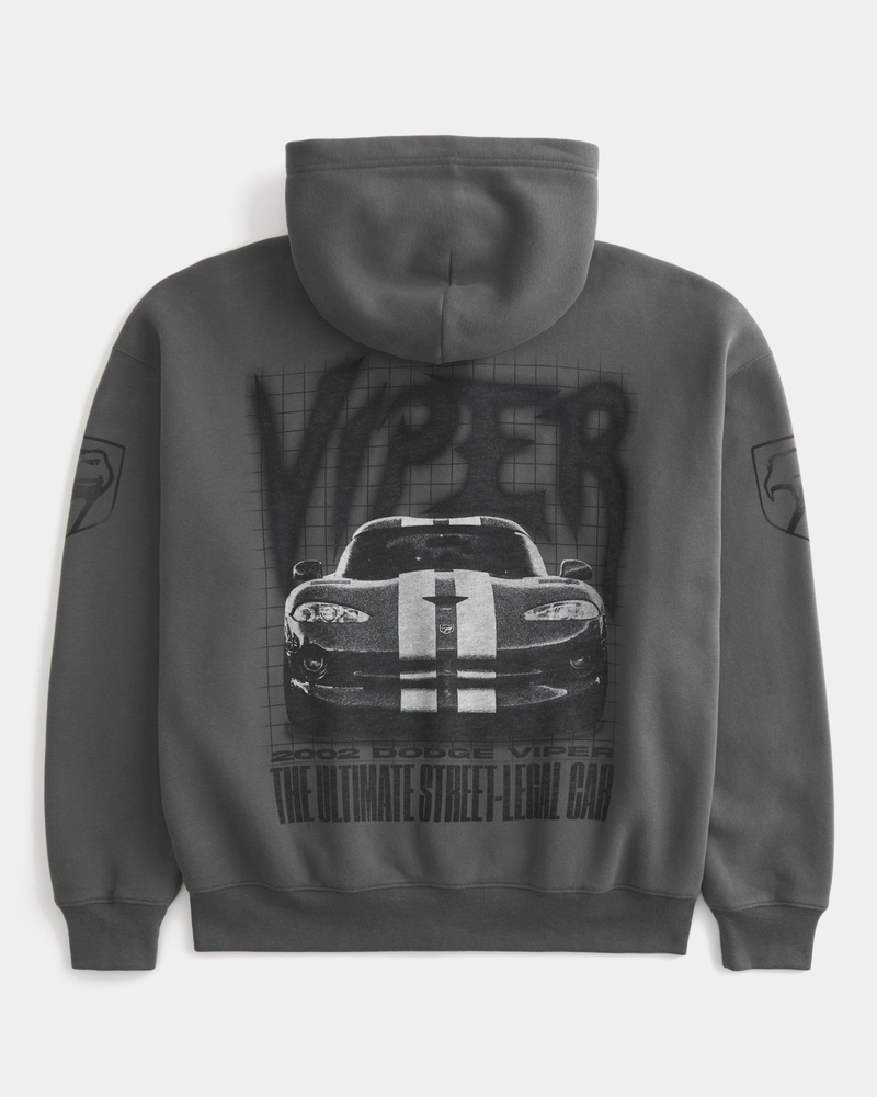 dodge demon-muster kapuzenpullover mit quadratischer passform und reißverschluss