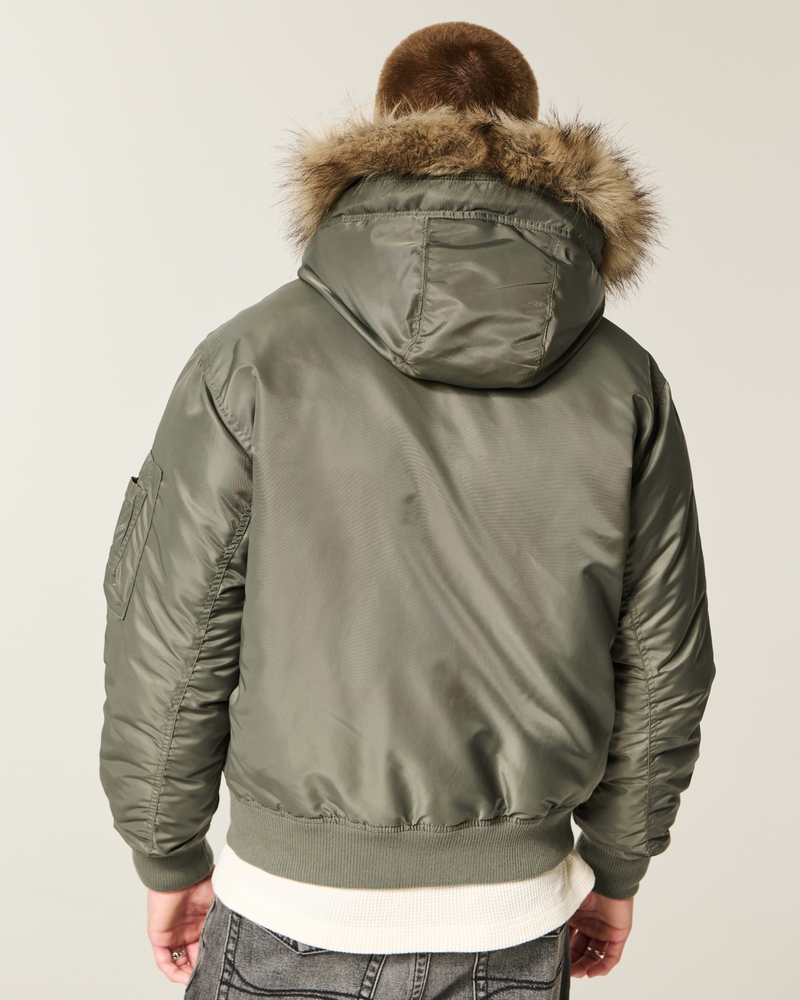 fliegerjacke mit reißverschluss und kunstpelzbesatz