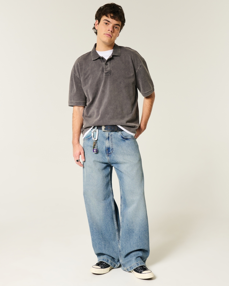 verwaschene schwarze super loose jeans