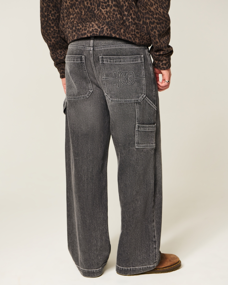 verwaschene schwarze super loose jeans