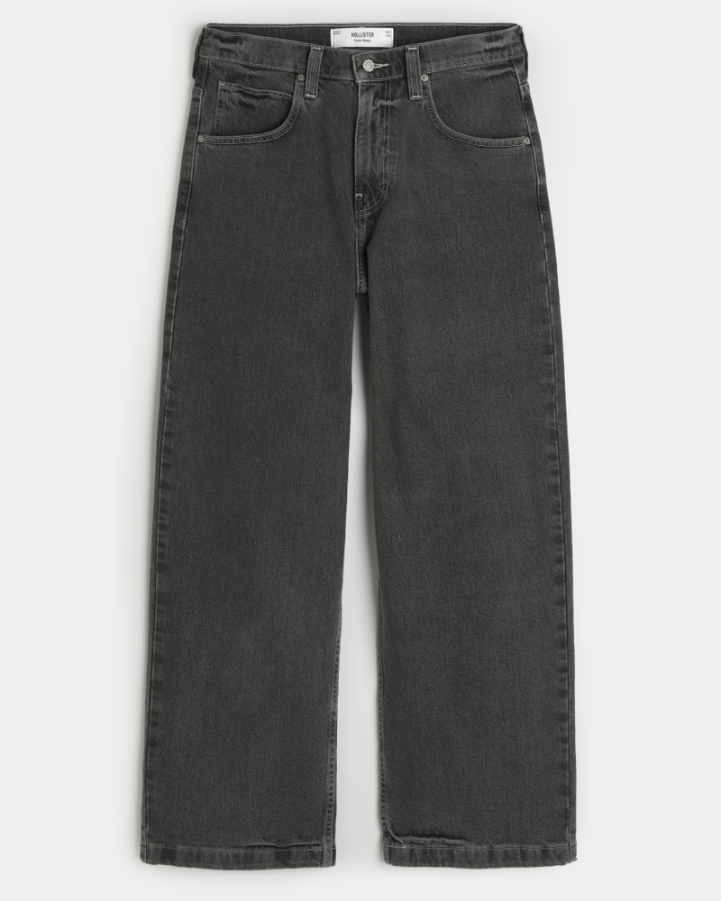 verwaschene schwarze super loose jeans