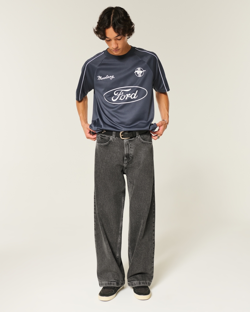 verwaschene schwarze super loose jeans