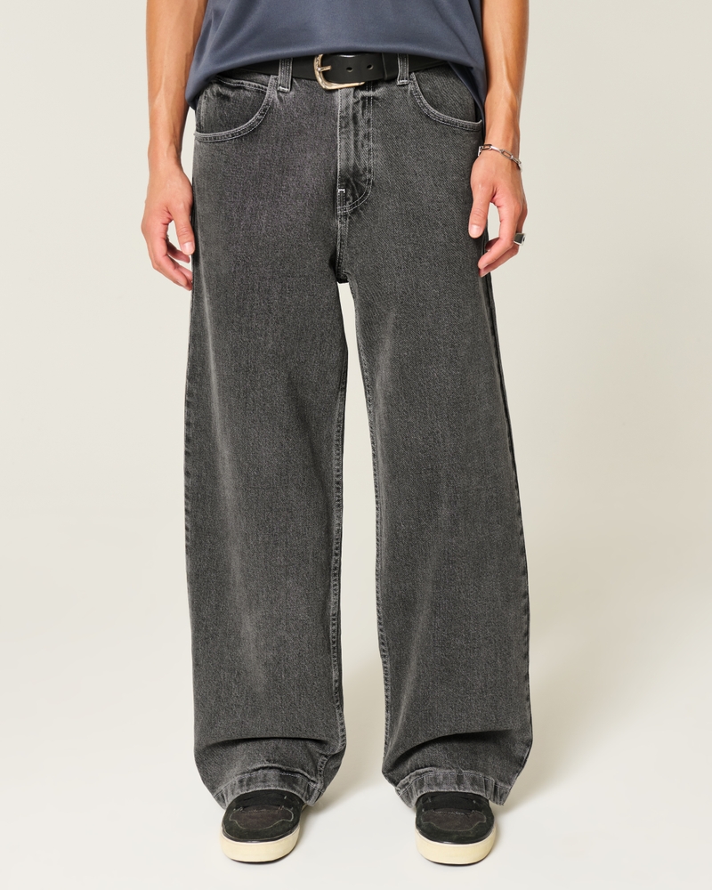 verwaschene schwarze super loose jeans
