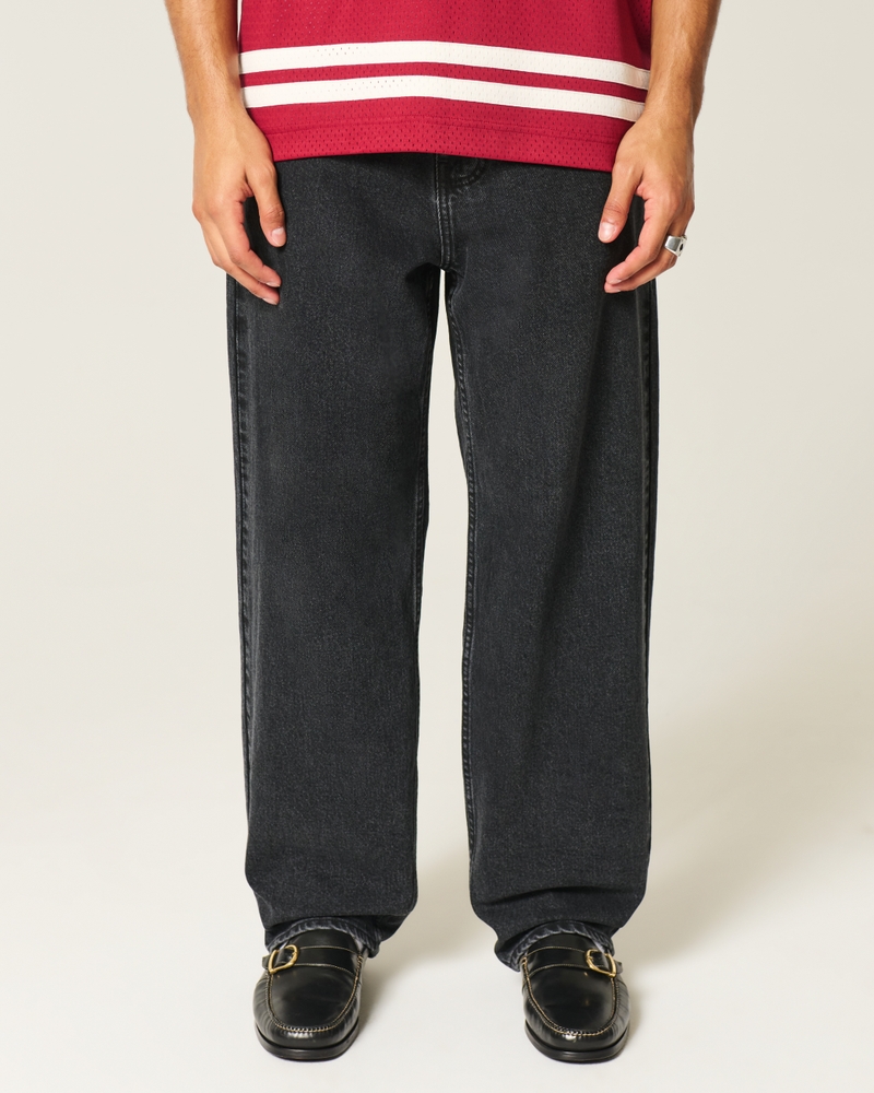 mittelblaue locker sitzende jeans mit hollywood-muster und eislauf-effekt
