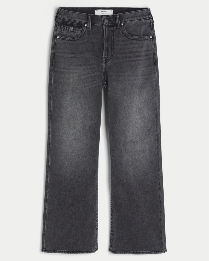 schwarze gewaschene bootcut-jeans mit aufgesetzten taschen