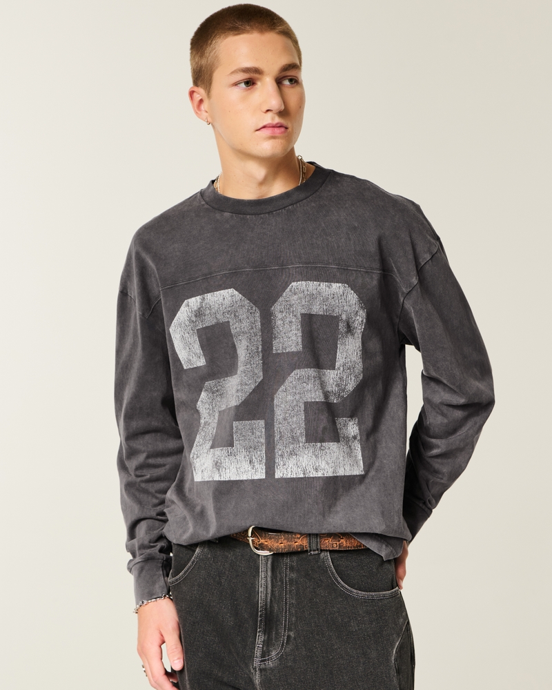 new york state grafik-t-shirt in quadratischer passform schweres langarmshirt