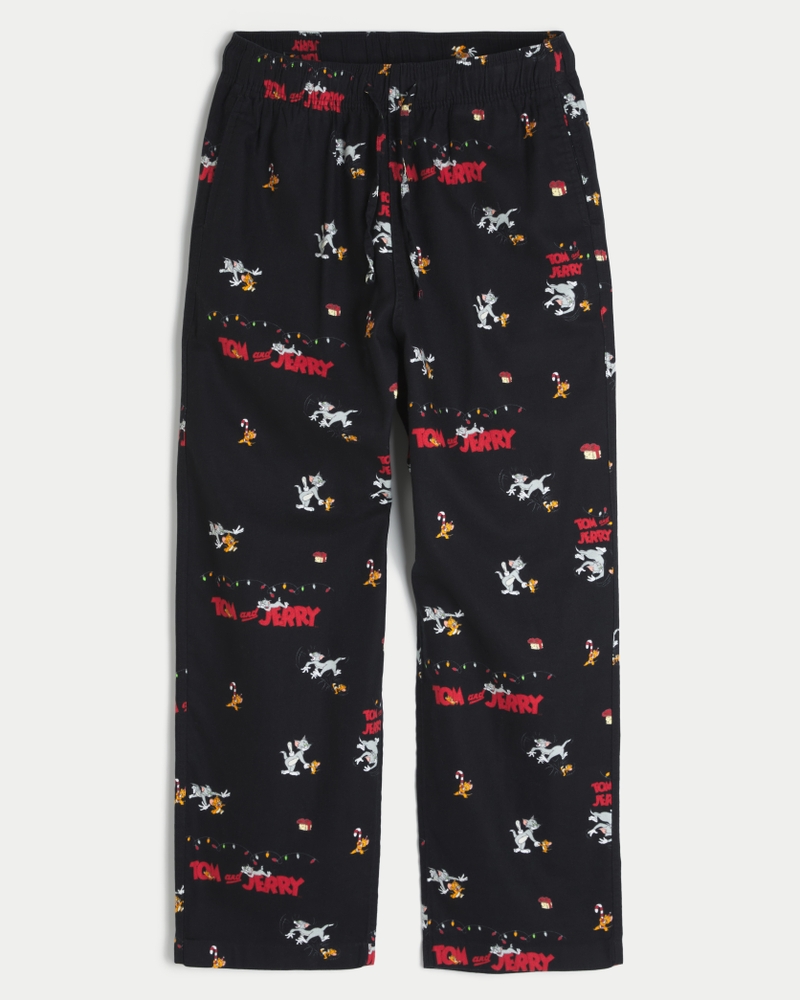 lange flanell-pyjamahose mit tom-und-jerry-muster
