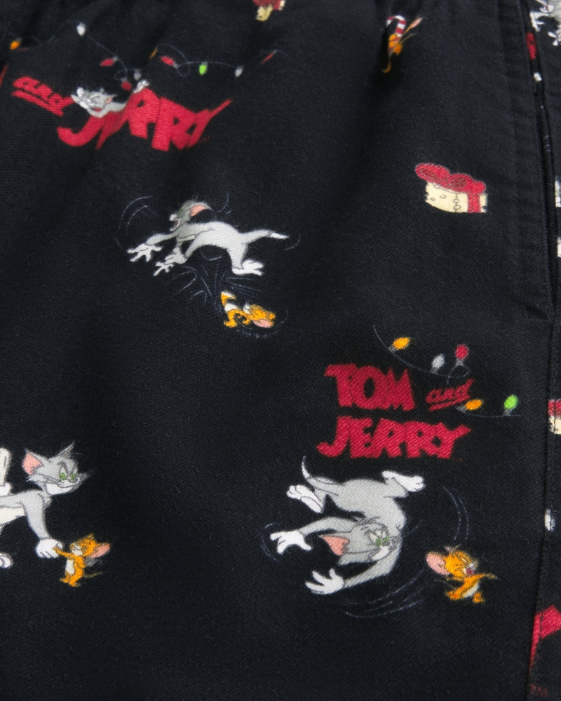 lange flanell-pyjamahose mit tom-und-jerry-muster