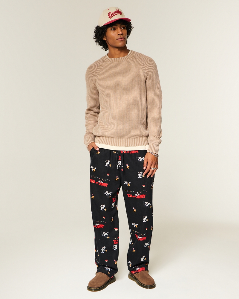 lange flanell-pyjamahose mit tom-und-jerry-muster