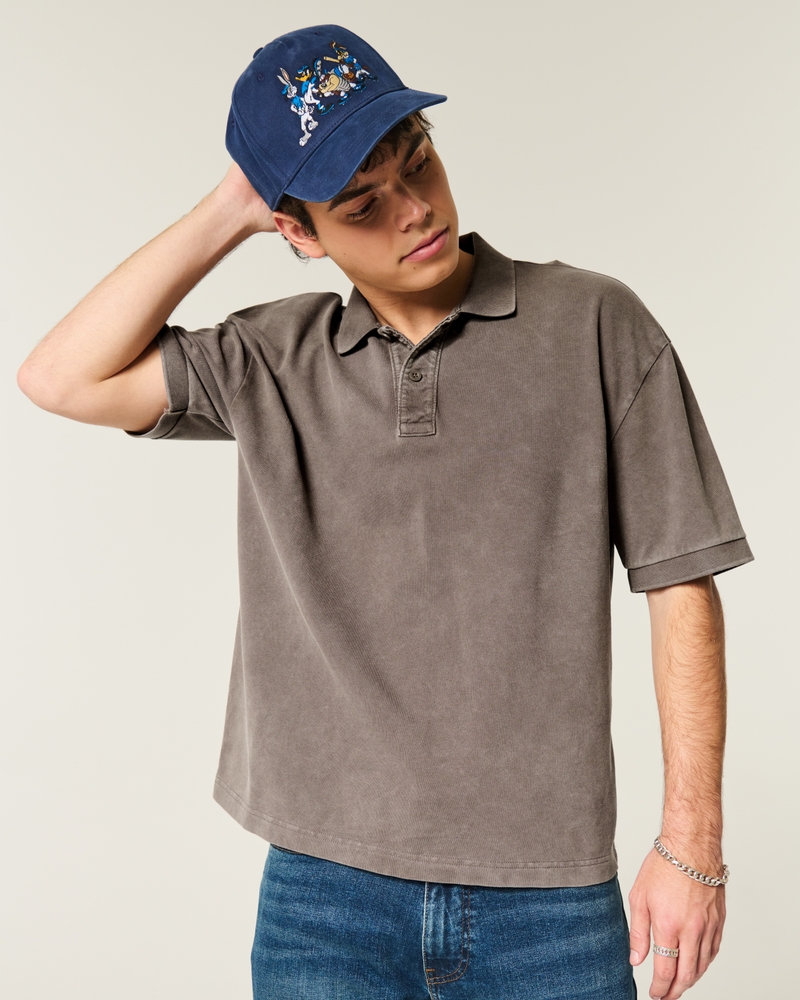 poloshirt mit quadratischem schnitt und kurzer waschung