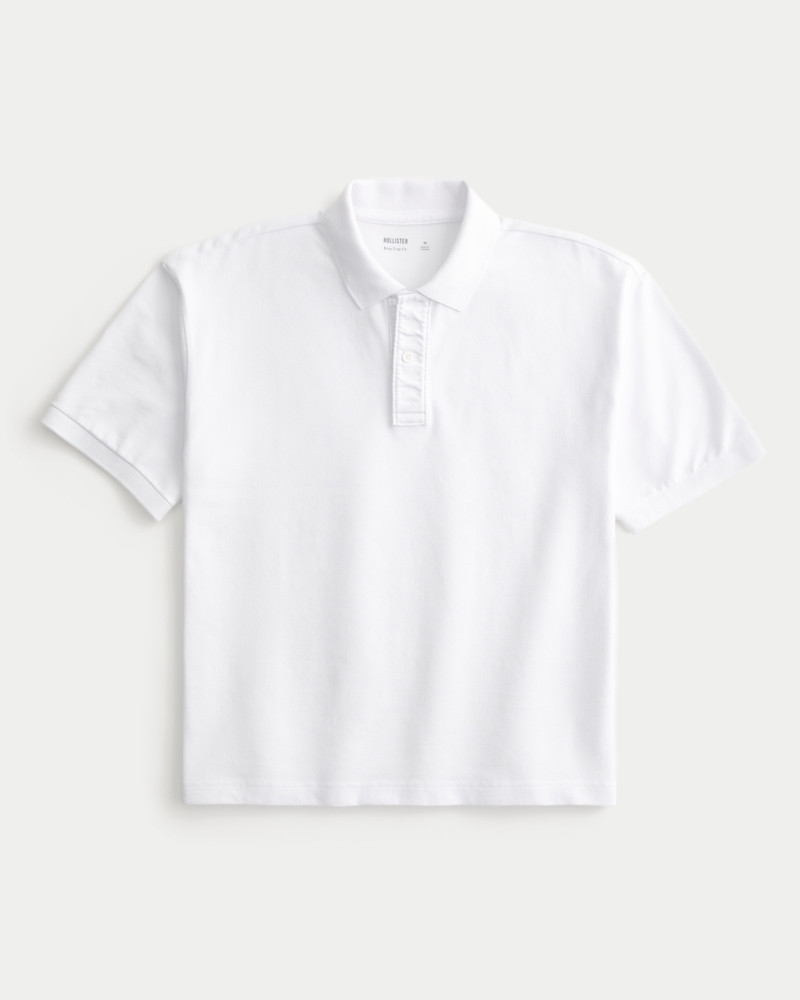 poloshirt mit quadratischem schnitt und kurzer waschung