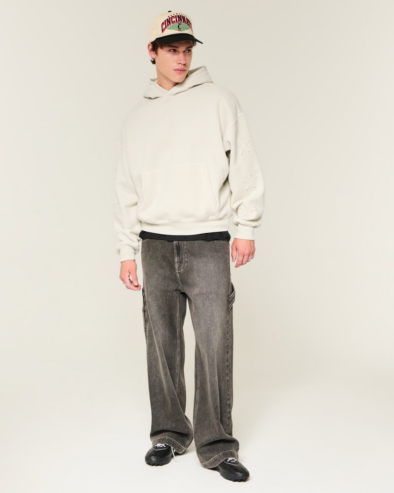 kapuzenpullover im taschenstil mit kordelzug und sternenapplikation