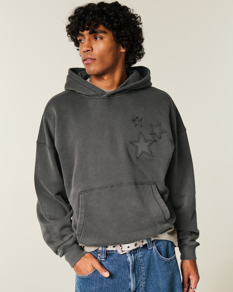 kapuzenpullover im taschenstil mit kordelzug und sternenapplikation
