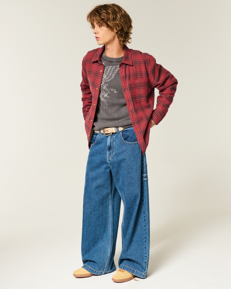 quadratisch geschnittenes warmes flanellgefüttertes hemd