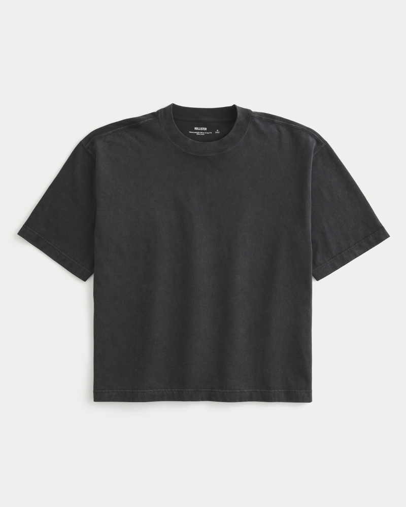 dickes kurzes t-shirt mit quadratischem rundhalsausschnitt