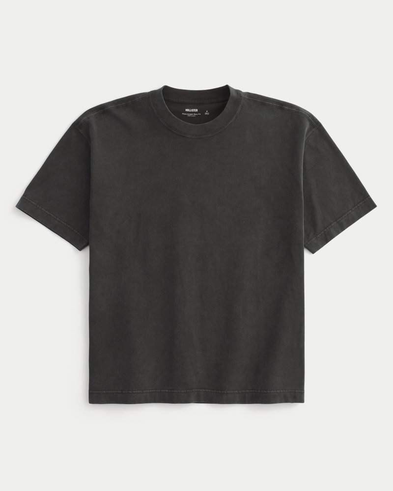 quadratisch geschnittenes strapazierfähiges t-shirt aus gewaschener baumwolle mit rundhalsausschnitt