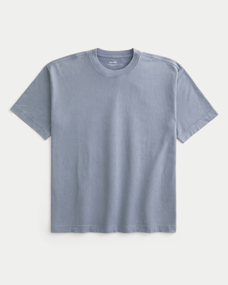 quadratisch geschnittenes strapazierfähiges t-shirt aus gewaschener baumwolle mit rundhalsausschnitt