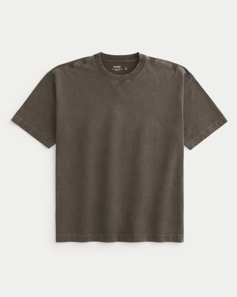 quadratisch geschnittenes hochwertiges gewaschenes baumwoll-t-shirt mit rundhalsausschnitt