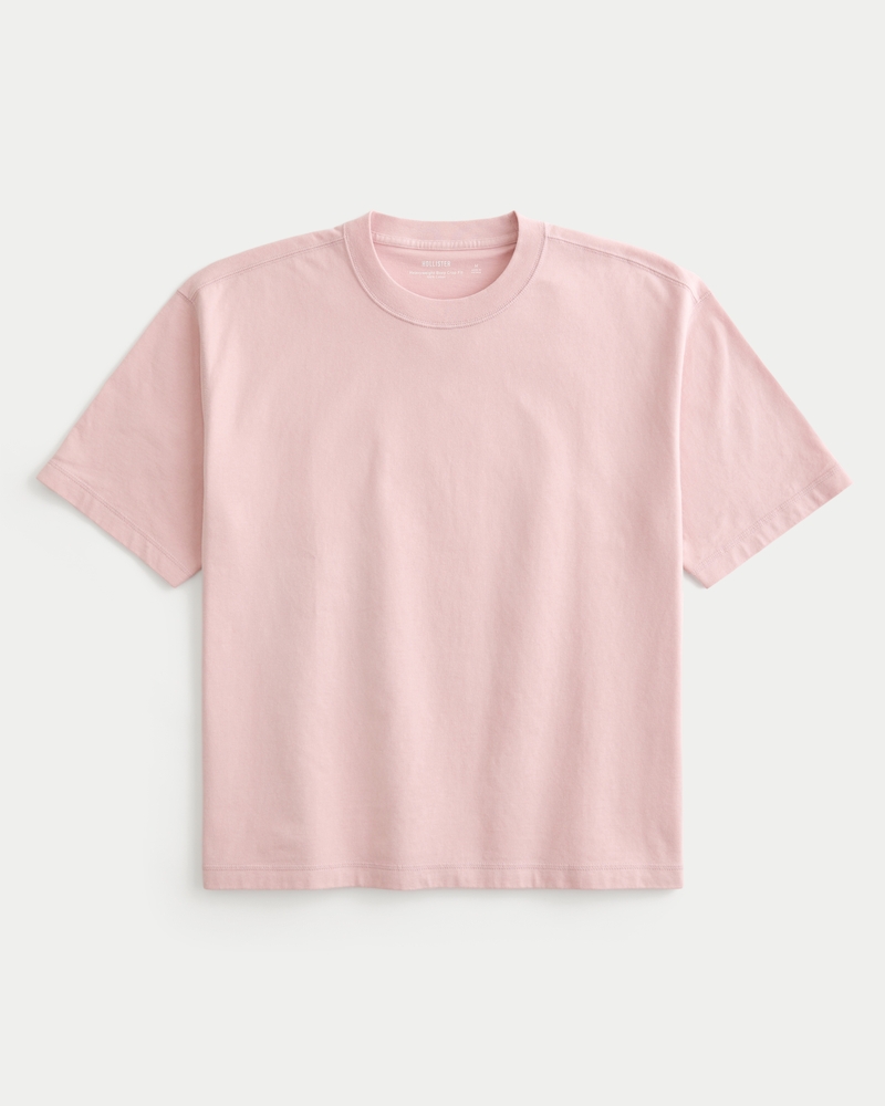 locker geschnittenes kurzes schweres gewaschenes t-shirt mit rundhalsausschnitt
