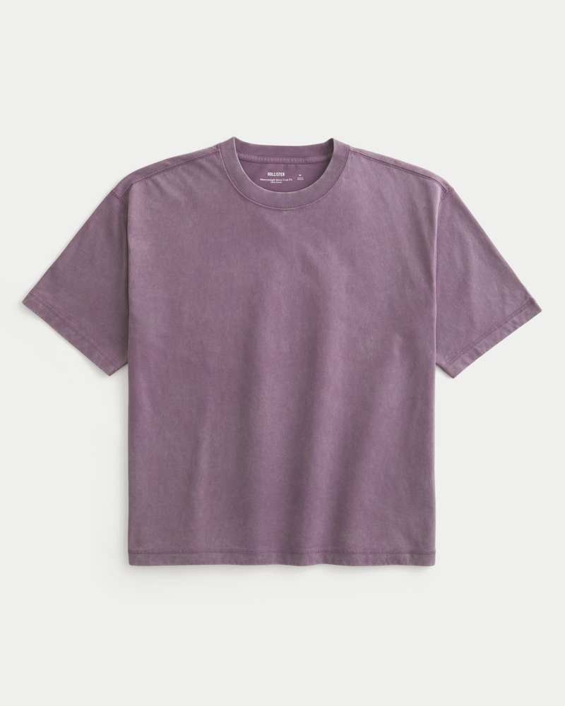 locker geschnittenes kurzes schweres gewaschenes t-shirt mit rundhalsausschnitt