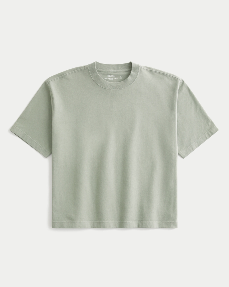 quadratisch geschnittenes kurzes robustes leopardenmuster-t-shirt mit rundhalsausschnitt